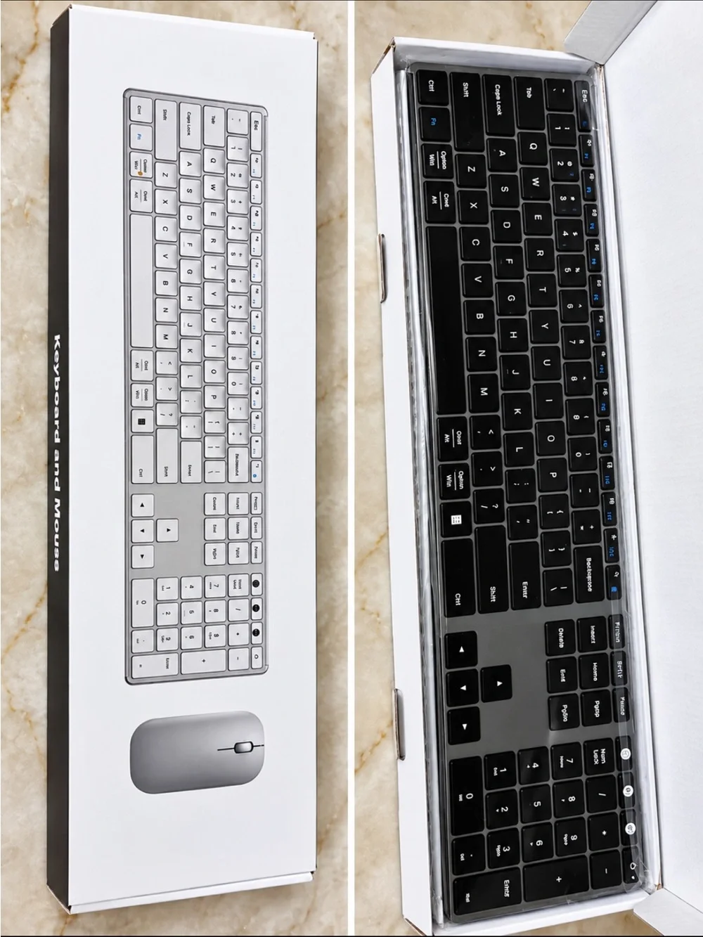 Amazon Wireless Keyboard and Mouse Set - Black and Silver